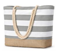 oscaurt Strandtasche XXL Familie Shopper Tasche Damen Badetasche Wasserdicht Umhängetasche Beach Tote Bag mit Reißverschluss Faltbare Reisetasche Sporttasche Travel Bag (Hellgrau)