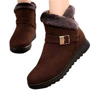 Osheoiso Damen Stiefel Winterstiefel Schneestiefel Flache Warme Boots Große Größe Winter Stiefeletten Plüsch Damenschuhe Arbeitsschuhe Outdoor Thermostiefel A Braun 41 EU