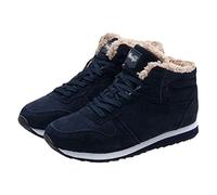 Osheoiso Herren Damen Stiefel Winterstiefel Schneestiefel Flache Warme Boots Große Größe Winter Stiefeletten Plüsch Damenschuhe Arbeitsschuhe Outdoor Thermostiefel A Dunkelblau 38 EU