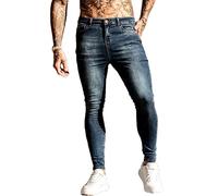 Osheoiso Herren Destroyed Jeans Biker Hose Herren Löcher Slim Fit Lang Jeans Denim Hose Vintage Männer Zerrissen Jeanshose Skinny Jeanshosen Bleistifthose Hosen H Dunkelblau S