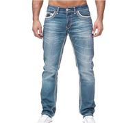 Osheoiso Herren Destroyed Jeans Biker Hose Herren Löcher Slim Fit Lang Jeans Denim Hose Vintage Männer Zerrissen Jeanshose Skinny Jeanshosen Bleistifthose Hosen C Blau L