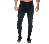Osheoiso Herren Destroyed Jeans Biker Hose Herren Löcher Slim Fit Lang Jeans Denim Hose Vintage Männer Zerrissen Jeanshose Skinny Jeanshosen Bleistifthose Hosen G3 Schwarz S