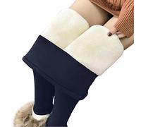 Osheoiso Leggings Fleece Warme Hose Leggings Damen Dicke Slim Strumpfhose Chic Casual Jogginghose Elegante Stretchhose Strumpfhose Thermoleggins Herbst Winter A Dunkelblau M