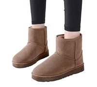 Osheoiso Stiefel Damen Winterstiefel Warm Schneestiefel Wildleder Flache Winterschuhe Mode Winter Kurzschaft Stiefel Boots Schuhe A Khaki 38 EU