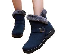 Osheoiso Winterschuhe Wildleder Damen Winterstiefel Warm Gefüttert Schneestiefel Mädchen Stiefeletten Winter Kurzschaft Stiefel Bequem Schuhe Wanderschuhe A Blau 36 EU