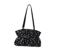 Oshhni Frauen Tote Bag Handtasche Shopper Umhängetasche aus Robustem PU Modisches Design mit Dekorativen Sternenpunkten Vielseitig für, Schwarz