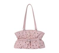 Oshhni Frauen Tote Bag Handtasche Shopper Umhängetasche aus Robustem PU Modisches Design mit Dekorativen Sternenpunkten Vielseitig für, Rosa