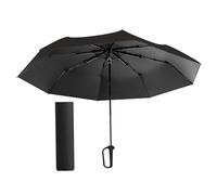 Oshhni Manuell Faltbarer Regenschirm mit Ringschnalle, rostfreier Reiseschirm, kompakt, für Strandwanderungen im Freien, Campingausflüge, Schwarz