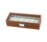 Oshhni Uhren-Aufbewahrungsbox, Holz-Uhrenbox, 6 Fächer, tragbar, staubdicht, anmutige Schmuckvitrine für Heimdekoration, Mädchen und Frauen