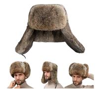 OSMARI Unisex Russische Wintermütze, Herren Winter Fliegermütze Russische Uschanka Hut mit Ohrenschützer Kappe Windbreaker,Braun XL