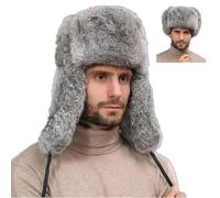 OSMARI Unisex Russische Wintermütze, Herren Winter Fliegermütze Russische Uschanka Hut mit Ohrenschützer Kappe Windbreaker, Grau XL