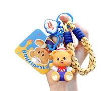 OSNIYAW Stilvoller Butter-Schlüsselanhänger, Rucksack, Charm, Cartoon-Bär-Design, leichte Legierung, Accessoire für Partygeschenke, skurriles Butter-Schlüsselanhänger, gelb