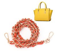 OSOLADY 2 Stück Retro Lederkette Schulterriemen aus Pu Leder und Metall Geflochtene Flache Handtaschen Kettenriemen für Selbstgemacht Umhängetaschen mit Einfacher Montage