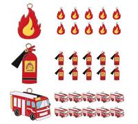 OSOLADY 30 Schlüsselanhänger aus Metalllegierung mit Feuerwehrmotiv - Mini-Feuerlöscher-Schlüsselanhänger, Flammen-Anhänger, Feuerwehrauto-Anhänger - Geschenkideen für Feuerwehrleute,