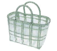 OSOLADY Transparente Handgewebte Kunststofftasche Kleine Korbtasche mit Henkel Modische Strapazierfähige Einkaufstasche für Damen Freizeit Strand Shopping Grün