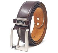 Ossi 38mm breit Leder gefttert Herren Jeans Guertel M / 81-91 cm dunkelbraun