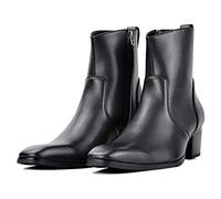 OSSTONE Chelsea Stiefel für Männer High Heels Herren Kleid Schuhe Reißverschluss Stiefel OS-JY016-DE Schwarz US9.5