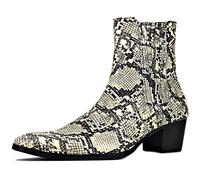 OSSTONE Chelsea Stiefel für Männer High Heels Herren Kleid Schuhe Stiefel Schlangenmuster OS-JY039-R Serpentin US12