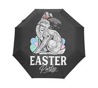 Osterhase Ei Hase Regenschirm Taschenschirm Auf-Zu Automatik Schirme Winddicht Leicht Kompakt UV-Schutz Reise Schirm für Jungen Mädchen Strand Frauen