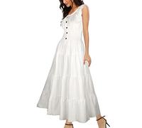 OSTOO Damen Ärmellos Sommer Flowy Printed Boho Maxi Lang Kleid Kleider für Hochzeit Gast, beige, XX-Large