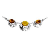 Ostsee-Schmuck Damen-Collier 925/000 Sterlingsilber oxydiert mit Bernstein 45 cm