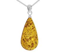 Ostsee-Schmuck - Kette mit Anhänger - Tropfen ca. 30 mm lang - Silber 925/000 - Bernstein für Erwachsene, Klassik-Fans - Unisex - Klassisch - Bernstein, Silber