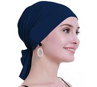 osvyo Bambus Chemo Kopftuch für Frauen mit Haarausfall - Krebspatienten Kopfbedeckung Turban in Versiegelter Verpackung Indigo BLAU