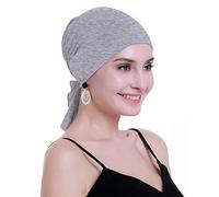 osvyo Bambus Chemo Kopftuch für Frauen mit Haarausfall - Krebspatienten kopfbedeckung Turban in Versiegelter Verpackung LICHT FLECKING GRAU