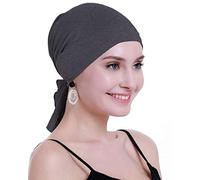 osvyo Bambus Chemo Kopftuch für Frauen mit Haarausfall - Krebspatienten kopfbedeckung Turban in Versiegelter Verpackung DUNKEL FLECKING GRAU