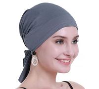 osvyo Bambus Chemo Kopftuch für Frauen mit Haarausfall - Krebspatienten Kopfbedeckung Turban in Versiegelter Verpackung BLAU GRAU