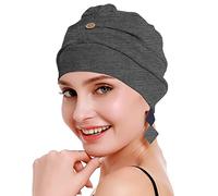 osvyo Bambus-Chemo-Turbane für Frauen, Krebs-Haarausfall-Mütze - leichte Kopfbedeckung aus Baumwolle, versiegelte Verpackung DUNKEL GRAU