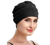 osvyo Baumwolle Chemo Kopfbedeckung für Damen Krebs Haarausfall Hut - Baumwolle Leichte Kopfbedeckung Versiegelte Verpackung SCHWARZ