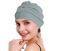 osvyo Baumwolle Chemo Kopfbedeckung für Damen Krebs Haarausfall Hut - Baumwolle Leichte Kopfbedeckung Versiegelte Verpackung HELL BLAU GRAU