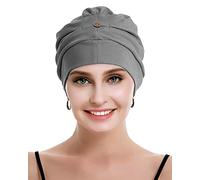 osvyo Baumwolle Chemo Kopfbedeckung für Damen Krebs Haarausfall Hut - Baumwolle Leichte Kopfbedeckung Versiegelte Verpackung DUNKEL GRAU