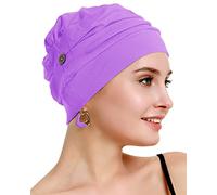 osvyo Baumwolle Chemo Kopfbedeckung für Damen Krebs Haarausfall Hut - Baumwolle Leichte Kopfbedeckung Versiegelte Verpackung LILA