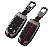 OTMIK Autoschlüssel Etui aus Zinklegierung Abdeckung Kompatibel mit Jeep Renegade Cherokee Chrysler 300C Wrangler Dodge FIAT Freemont Intelligente Schlüsselhülle (Matt, 3 Tasten)