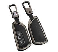 OTMIK Zink Legierung Leder Auto Schlüssel Abdeckung passend für VW Volkswagen Golf 8 MK8 ID.3 ID.4 Cupra Skoda Octavia A8 SEAT Leon MK4 Formentor Tarraco Schlüsselhülle Zubehör (Mattes Schwarz)