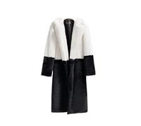 OTMYIGO Getäfelter Kunstpelzmantel Langer Winter-Frauen-Art- und Weiseplüsch-Pelz-Mäntel-Loser Qualitäts-Dicker Warmer Winter-Pelz-Mantel,Weiß,L