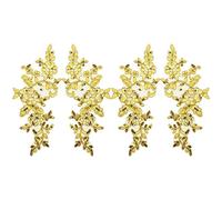 OTOTEC 2 Paar Stickerei Pailletten Spitze Applikationen Spiegel Paar Aufnäher Blume Stoffkragen Patch für Motiv Hochzeitskleid Kleid Brautkleid DIY Handwerk Gold