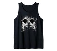 Otter mit Sonnenbrille, Weiß Splash Art Tank Top