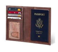 Otto Angelino Reisepasshülle aus echtem Leder, RFID-blockierend und Gepäckanhänger, Unisex, Braun