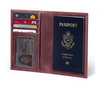 Otto Angelino Reisepasshülle aus echtem Leder, RFID-blockierend und Gepäckanhänger, Unisex, damson, Einheitsgröße, Modern