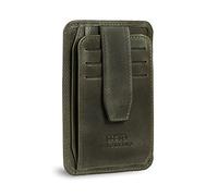 Otto Angelino RFID-blockierende, minimalistische Herren-Geldbörse - schlankes, italienisches Leder-Kreditkartenetui und Münzfach mit Reißverschluss, grün, Einheitsgröße