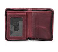 Otto Angelino RFID Schutz Herren Bifold Doppel-Reißverschluss Geldbörse -Italienisches Rindsleder - Schlanker Reisekomfort - Kreditkartenhalter mit transparentem ID Slot - Snap Back Münzenhalter