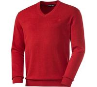 Otto Kern Pullover Herren mit V-Ausschnitt, Strickpullover aus 100% Baumwolle, Bequemes Sweatshirt in Regular-Fit Passform, Rot, Gr. L