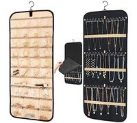 Oudizz Schmuckaufbewahrung Doppelseitige mit Metallhaken, Schmuck Organizer Hängend, Schmuckorganizer zum Aufhängen, Ketten Aufbewahrung Hanging Schmuckhalter Wand Tür für Ohrringe Ringe