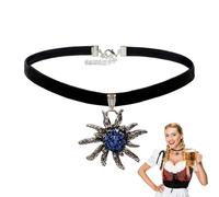 OUDQFCJ 1 pcs Damen Trachtenschmuck Set Edelweiß Halskette Elegante Trachtenkette und Ohrstecker Edelweiß Trachten Samt Kropfband Bayerisch Bierfest schmuck Trachten Accessoires
