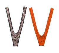 OUDQFCJ 2 pcs Lustiger Borat Herren String Mankini Schwimmen Unterwäsche Weihnachten V Form Badeanzug（Leopard, Orange）