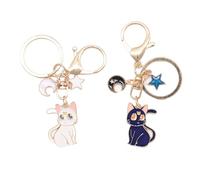 OUDQFCJ Sailor Moon Schlüsselanhänger Set - Anime Schlüsselanhänger - Niedliche Katzenfigur & Magie Charme für Tasche, Handy, Auto - Perfektes Souvenir für Mädchen & Katzenliebhaber