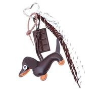 OUDQFCJ Schlüsselanhänger Dackel mit Seile und Zubehör,Süße Welpe Hundetasche Anhänger, Leder Glücksbringer,Geschenke für Lieblingsmensch Frauen Männer Kinder Geburtstag Schlüsselring